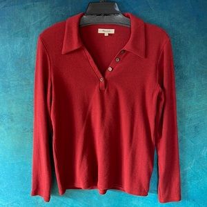 Madewell Red Collar Long Sleeve Shirt